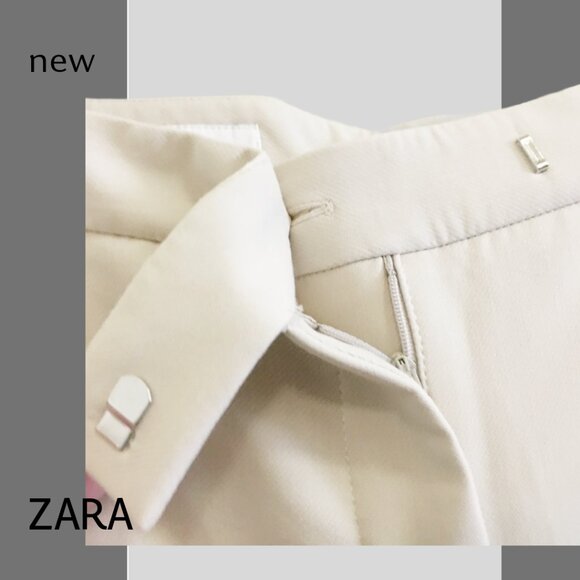 NEW ZARA Neutral Pants Trousers, Sz S - Picture 4 of 4